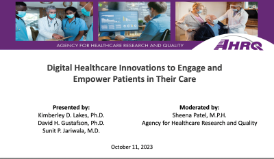 Agency for Healthcare Research and Quality webinar presentation slide.