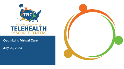 Telehealth Resource Center logo with title text in background.