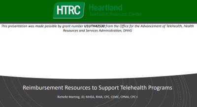 Reimbursement resources to support telehealth programs with logo in background.