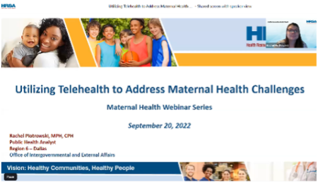 Utilizing Telehealth to address maternal challenges webinar thumbnail image.